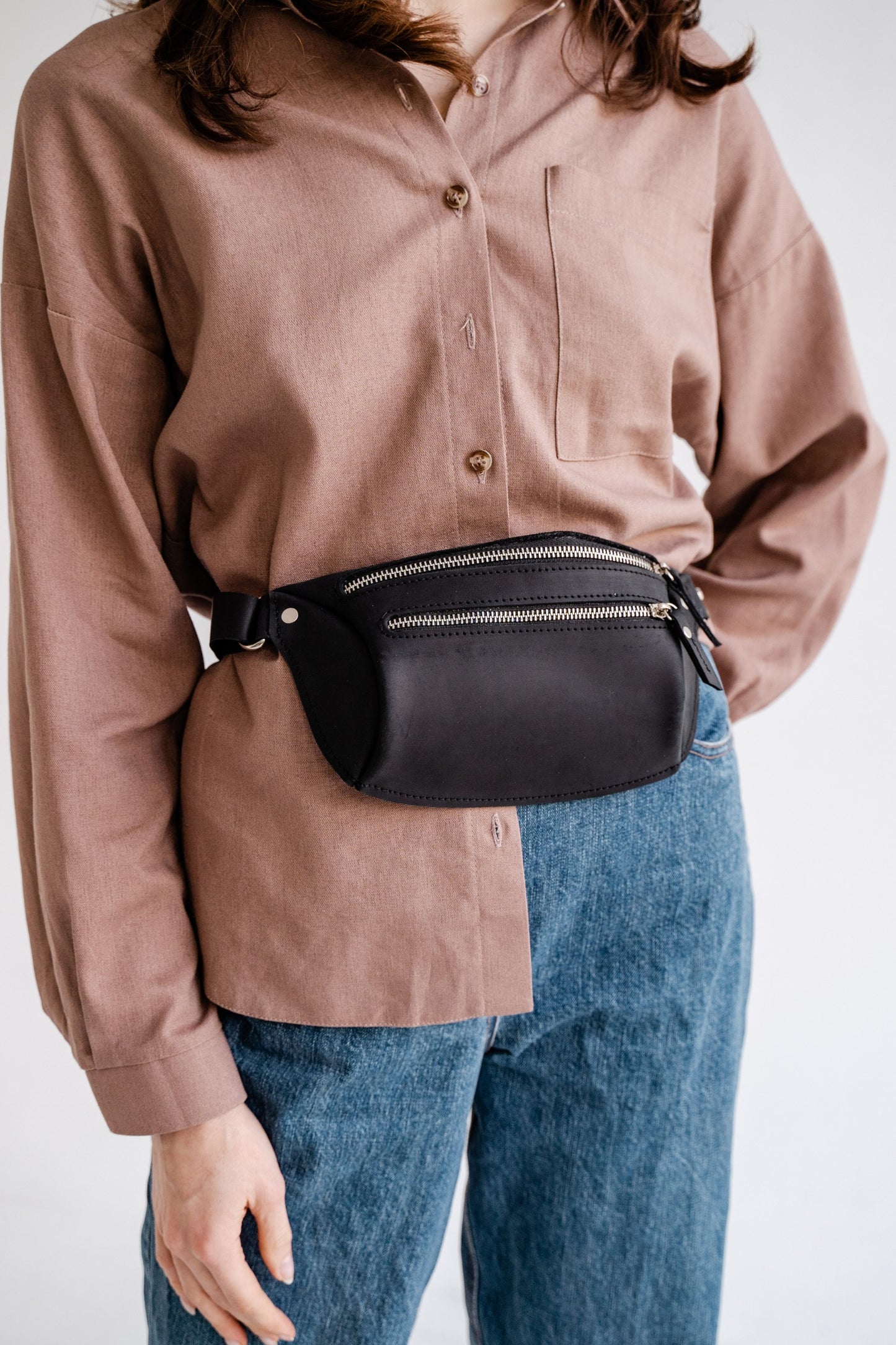 Brown Leather Fanny Pack – Handmade Waist Bag for Women & Men