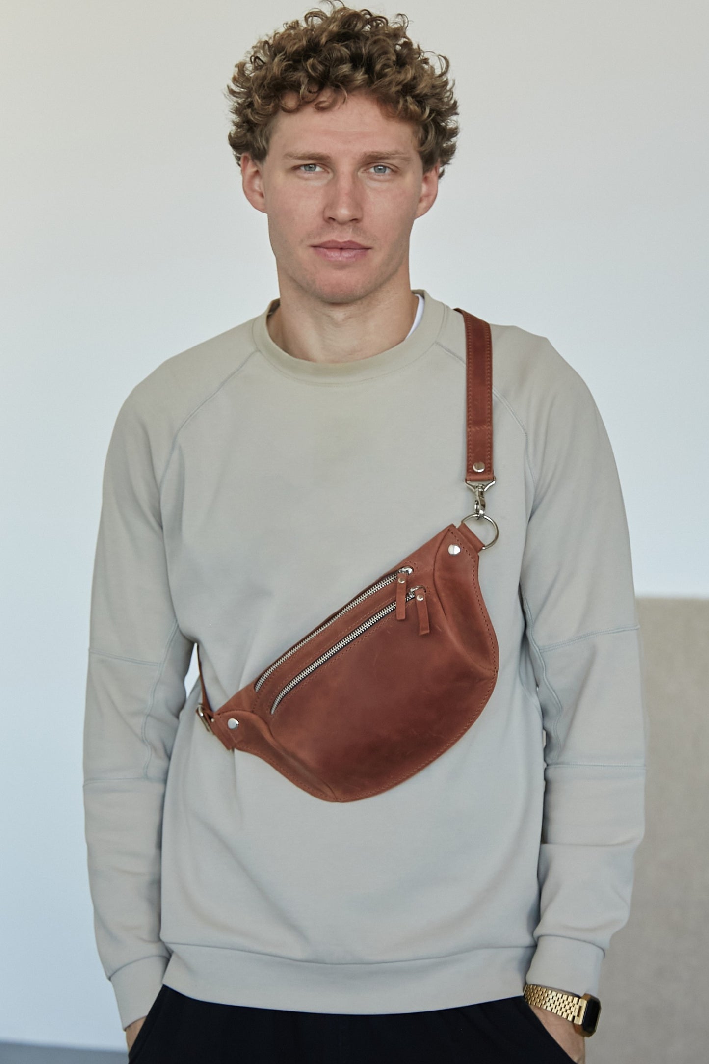 Handmade Cognac Leather Fanny Pack – Stylish & Functional Waist Bag