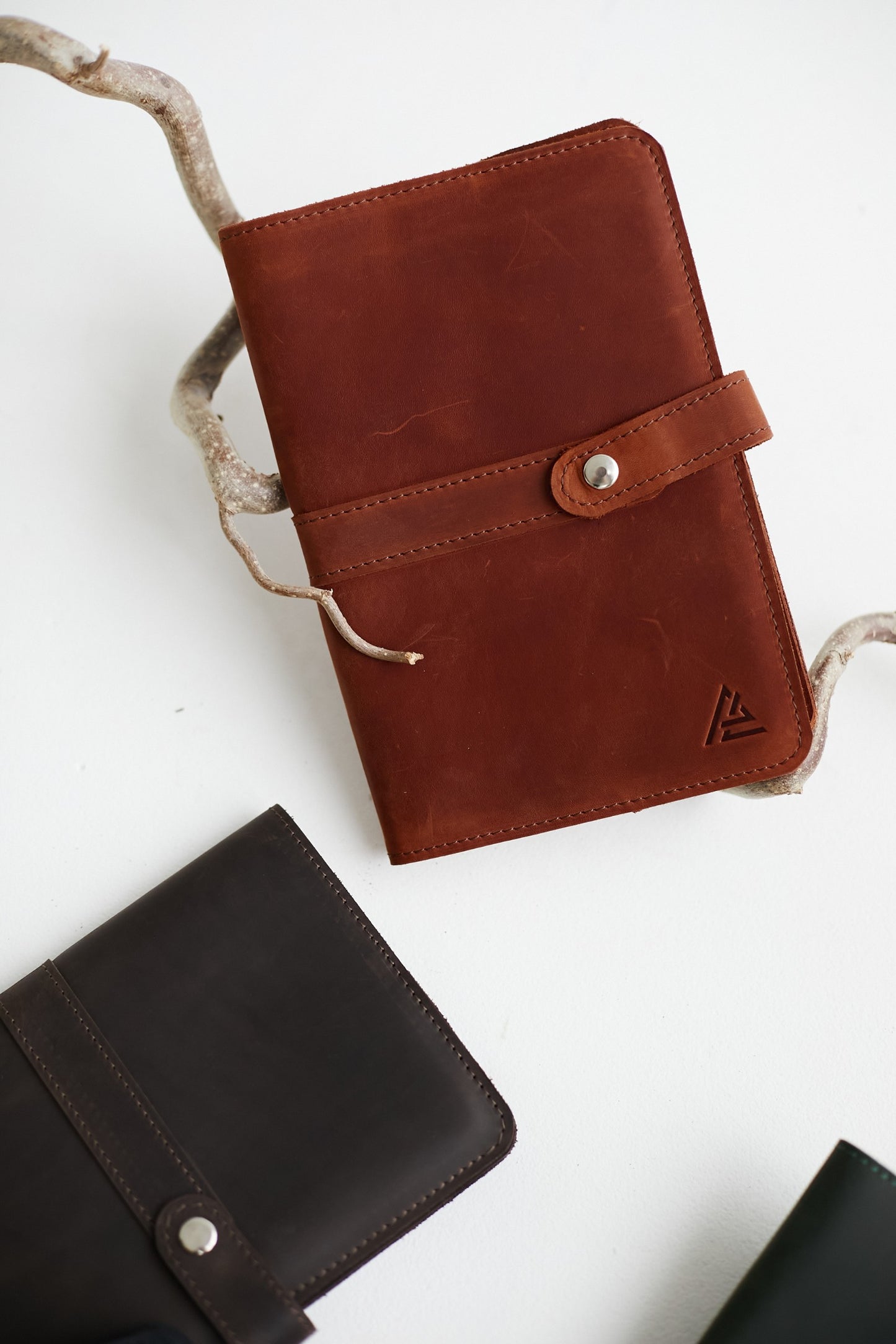 Green Leather Journal Cover – Refillable, Handmade, Snap Closure