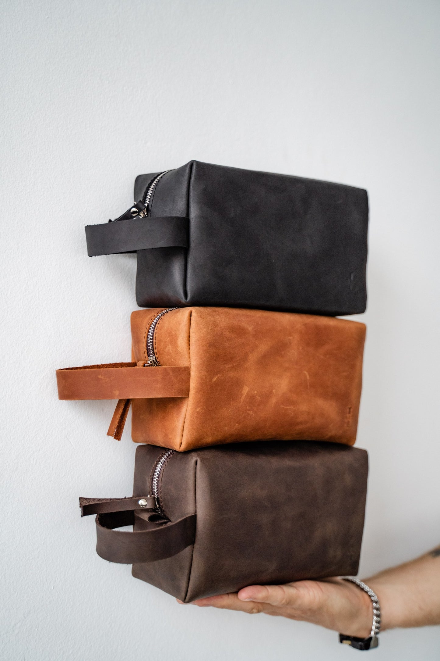 Brown Leather Toiletry Bag – Premium Travel Organizer in 5 Colors