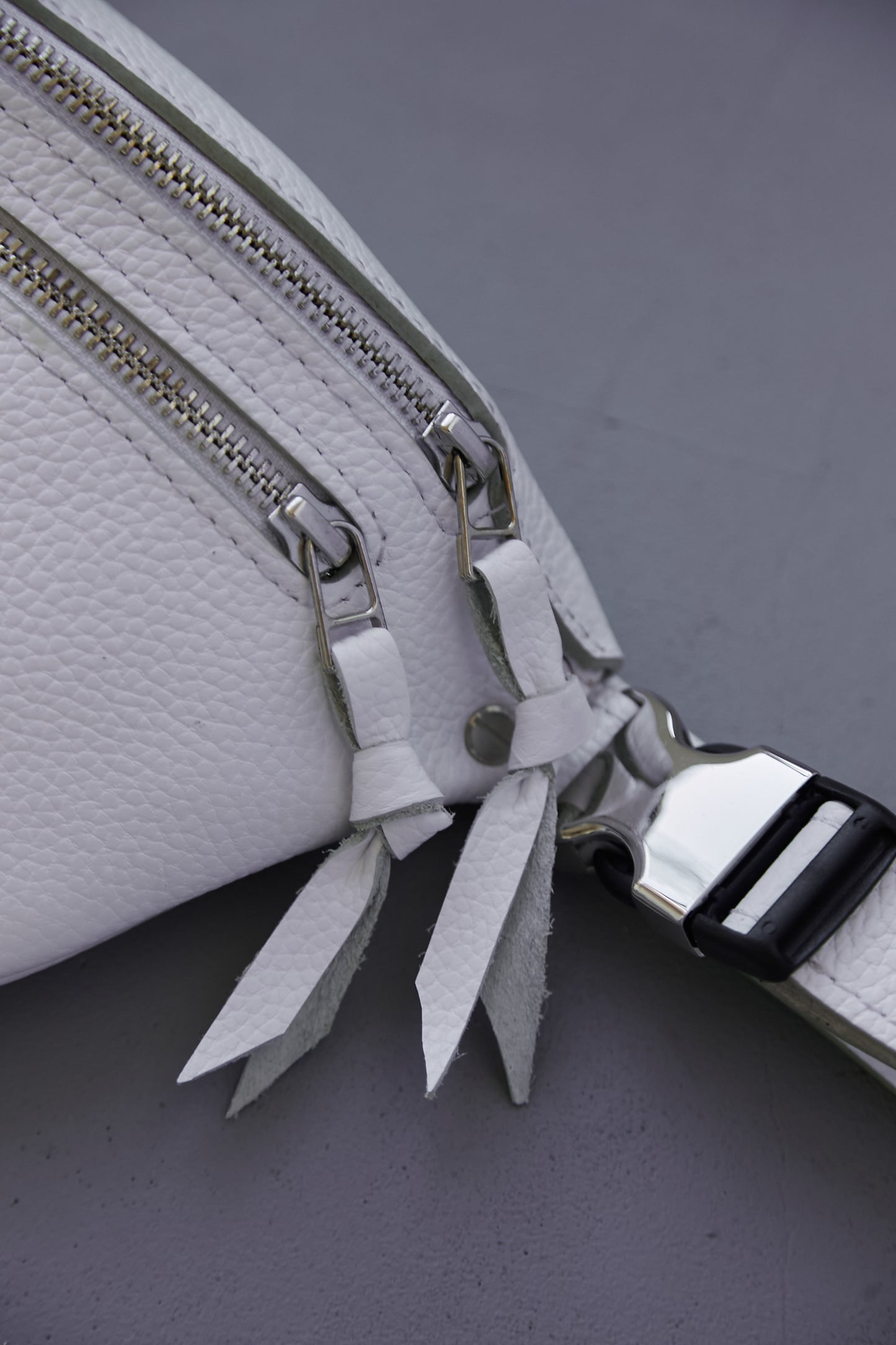 White leather fanny pack